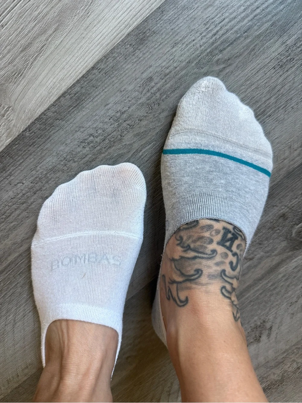 Bombas Stance Mismatched No Show Athleisure Socks White Grey Workout